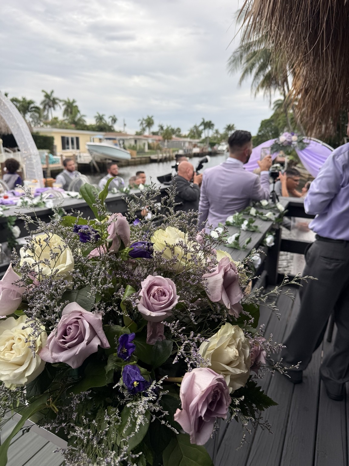 Lavender and ivory floral details