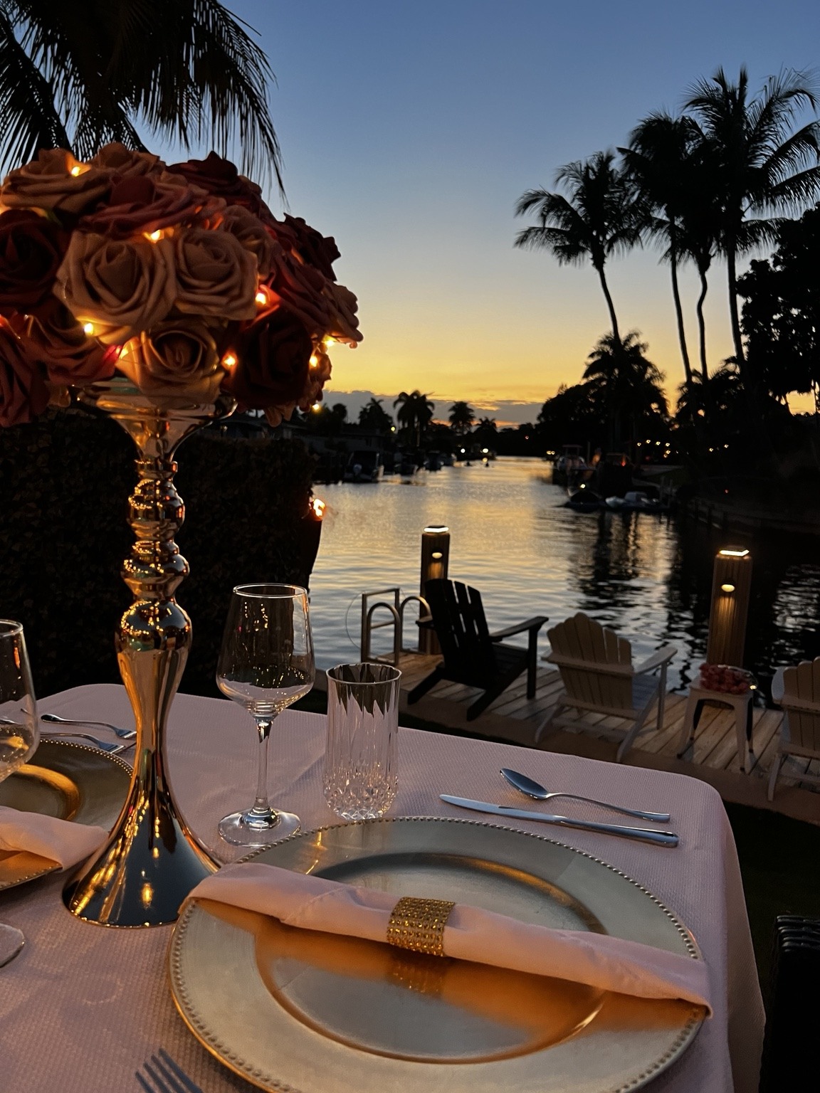 A sunset table set for romance